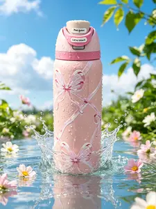 Owala 32oz  FreeSip Vacuum Insulated Tumbler, Soft Pastel Pink Coquette Bow Pattern, Double Wall Stainless Steel Leakproof ，two-way sip straw cup, cute gift tumbler for girls fathersdaygift summervibes☀️