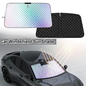 140x80cm Foldable Holographic Car Windshield SunShade – UV Blocking & Heat Insulation Visor with Storage Bag, Iridescent Coating, Universal Fit for SUV, Truck, Car