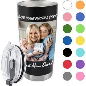 Personalized Coffee Tumbler with Picture & Text - Personalized Travel Coffee Mug - Custom 20oz Stainless Steel Tumbler Cup with Lid - Custom Cup Gift for Dad, Mom, Friends| with Picture & Text, Custom, with Lid, Custom Cup Gift