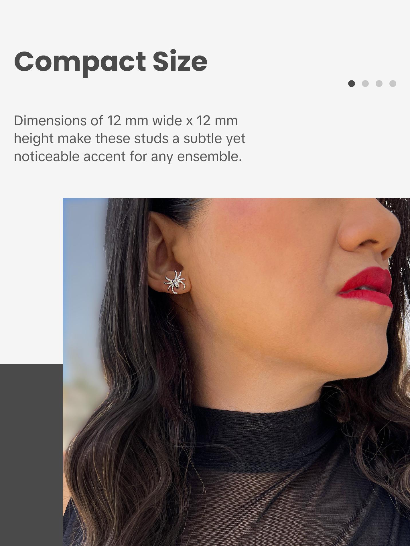 SONIA HOU Spider Halloween Stud Earrings - Sterling Silver | S925 Chic Trendy Exquisite Fashion Design Plated Stackable Accessory