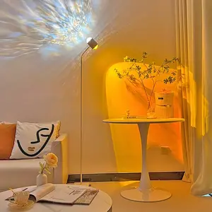 Sunset Floor Lamp, 360 Degree Rotation Projection Led Lights Night Light, Multicolor Colors 3D Ocean Wave Lights, Modern Floor Lamp for Living Room Bedroom Office Dining Room Ambient Lighting