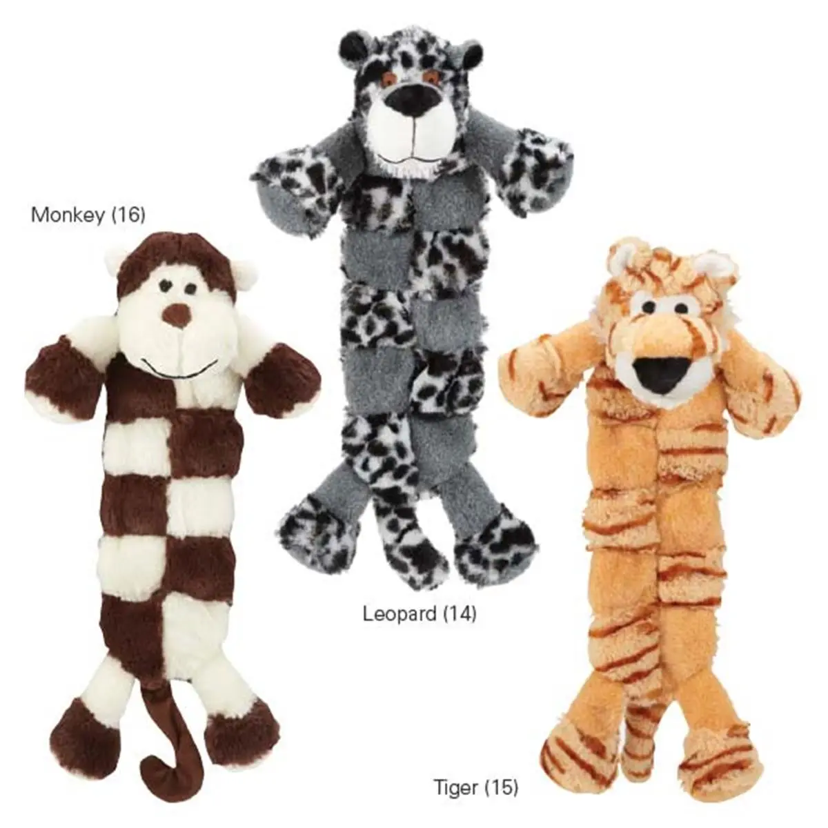 212 MAIN Grriggles Safari Squeaktacular Animal Print Monkey Dog Toy, Plush Fabric, Large Size, Multiple Squeaks, Hanging Loop, for Interactive Play