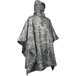 Military poncho camo poncho waterproof emergency raincoat lightweight for outdoor hunting hiking camping