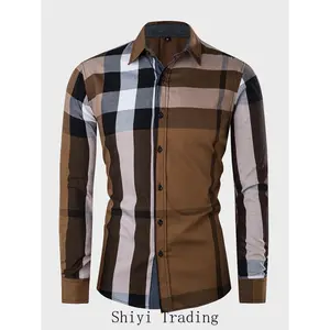 Men's  Plaid Button-  - Durable 100% Cotton, Long Sleeve with Chest Pocket, Machine Washable - Perfect for Outdoor &  Wear,  Buttondown|      Plaid|     Buttoned Placket casual Shirt classic