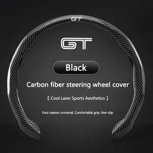 GT Logo Carbon Fiber Car Steering Wheel Non-slip Cover Protective For Ford Mustang Shelby GT GT500 GT350 Car Styling Accessories