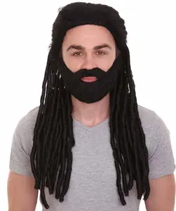 Men's Braided Black Dreadlocks Wig, Long Length for Sci-Fi Movies, Premium Breathable Capless Design, Flame-Retardant Synthetic Fiber