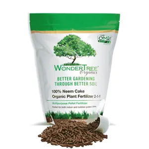 WonderTree Organics Neem Cake Fertilizer 2-1-1 (4 lb) – Organic Plant Food, Soil Enhancer, Slow Release Pellets for Indoor & Outdoor Plants, Garden & Lawn Care
