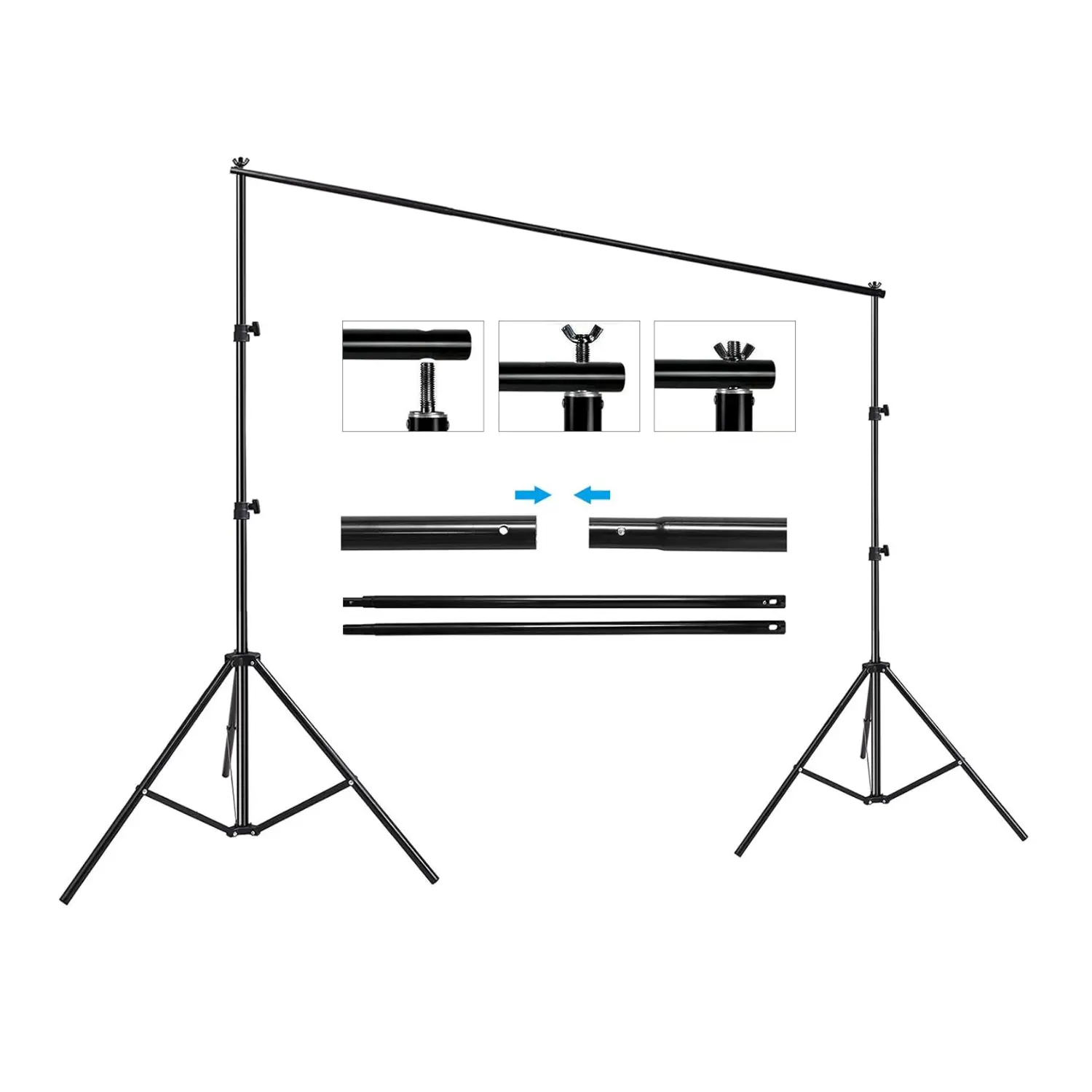 Photography Support Stand Backdrop Stand Kit Carbon Steel Background Stand For Photo Video Studio Shooting Display Decoration Party Wedding Backdrops