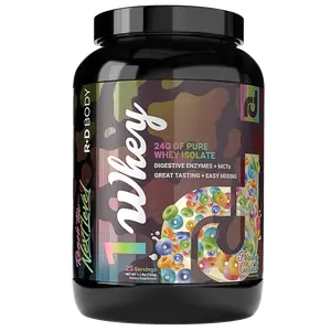 R+D BODY -- 1 Whey Pure Whey Isolate Protein Supplement - 1.8 lbs - 24g per Serving with MCTs and Digestive Enzymes