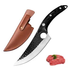 Huusk Viking Black Forged Knife, Full Tang with Sheath for Kitchen, Camping, BBQ, Ideal Thanksgiving & Christmas Gift