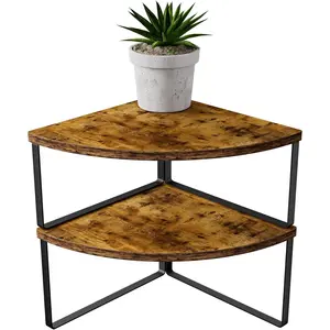 Corner Shelf Countertop Organizer - Set of 2 Corner Shelves for Kitchen Cabinet Organizer,  Rack, Stackable Bathroom Organizers and Storage, Sink Rack, Corner Cabinet, Counter Decor, Rustic Brown