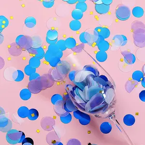 18G Bag Purple Theme Tissue Paper and Foil Table Confetti Mix, Blue, Gold, Purple, Royal Blue, and White Balloon Confetti Decor - Festive Design