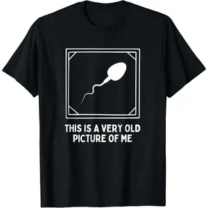 Unisex Short-Sleeve Round Neck T-Shirt, Funny Sperm Graphic 'Very Old Picture of Me' Casual Streetwear Sports Top