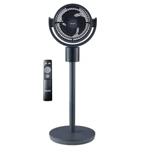 VEVOR 7-Inch Portable Pedestal Fan, Oscillating Standing Floor Fan with DC Motor, Remote Control, 12 Speeds, 3 Modes, 15H Timer, Adjustable Height, Quiet for Home, Bedroom, Blue Gray, Portable Fans