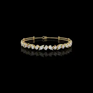 1.04 TCW Majestic Lab Grown Bracelet with Alternating Marquise, Oval, Pear and Emerald Cut Diamonds