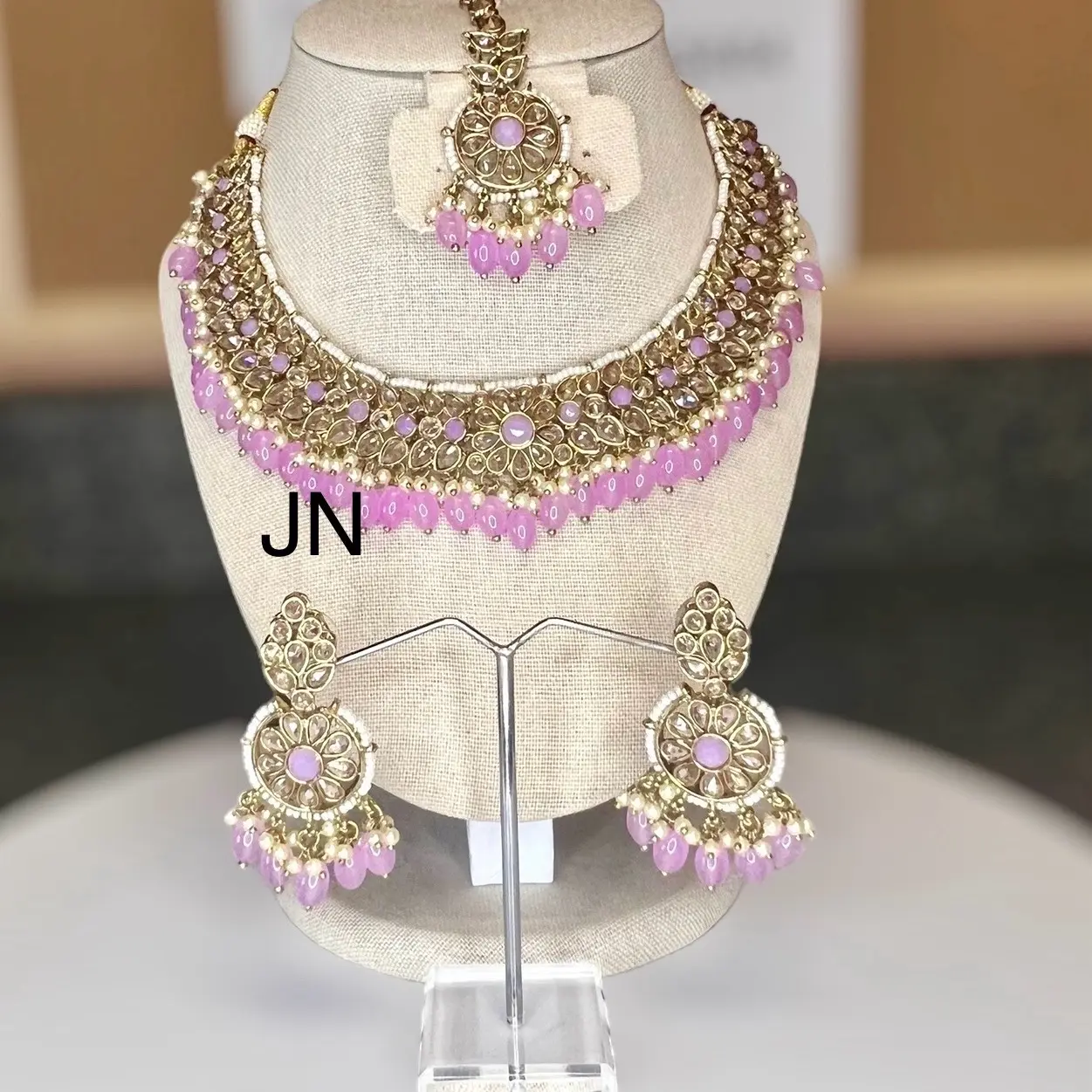 Polki Necklace Set with Tikka for Women - Fashion Accessories