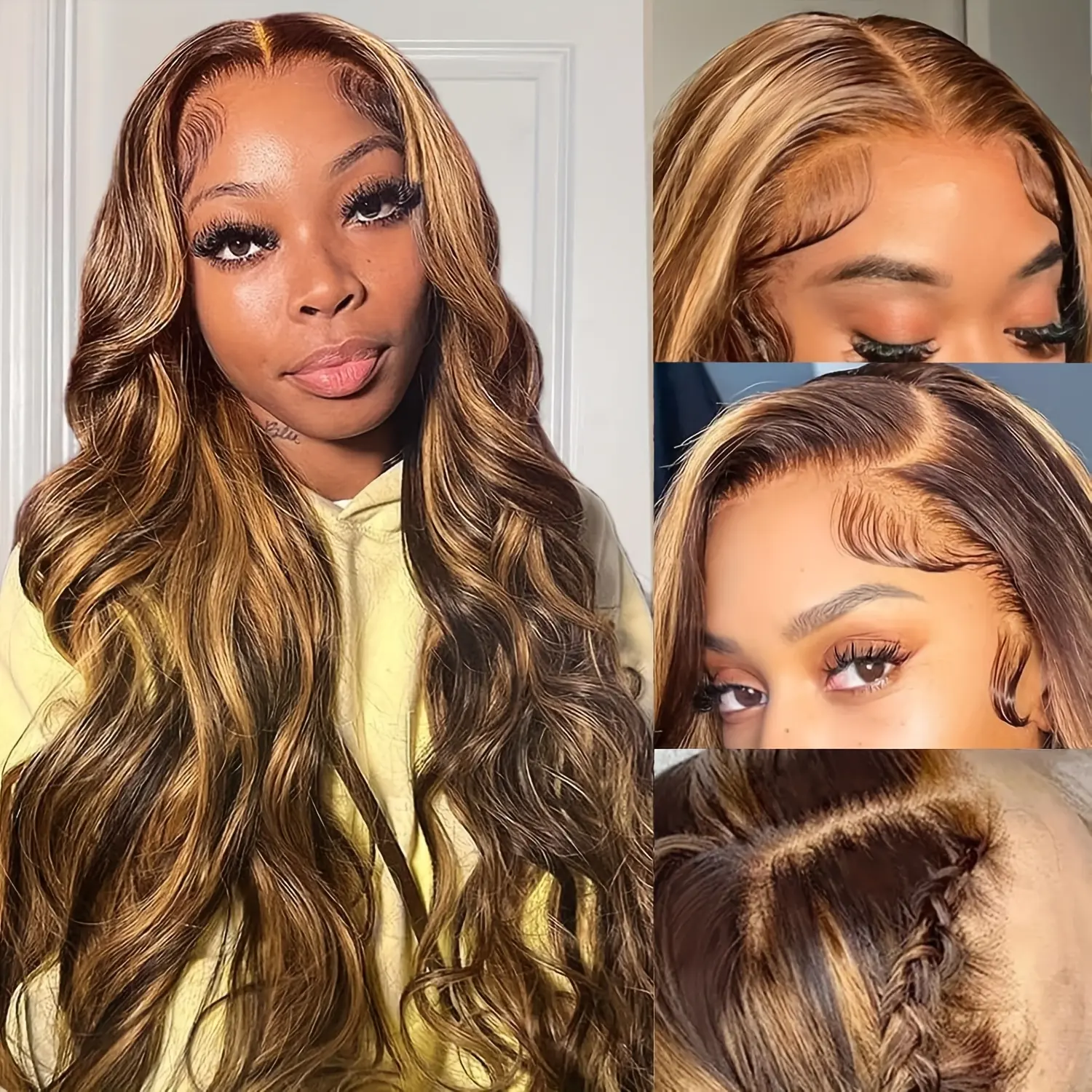 13X6 Lace Front Wigs Human Hair Pre Plucked Body Wave #427 Ombre HD Lace Wigs Brazilian Virgin Human Hair 180% Density Tiny Knots Natural Hairline with Baby Hair for Women Honey Blonde 13X6 Lace Front Wig Body Wave Human Hair Fashionable