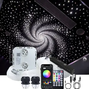 32W Twinkle 2000 Pcs Starlight Headliner Kit+ 300 White Shooting Stars for Luxury big Vehicle  LED RGBW Star Ceiling Light Kit by Music APP and Remote Control for living Room Bedroom