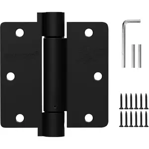 2 Pack Self Closing Door Hinges 3.5 inch Matte Black Door Hinges Spring  Auto Close Hinges 1.4'' Radius Corners Adjustable Tension for Interior Door 3 1/2 Auto Self-Closing Hinge