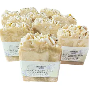 Tallow Glow Soap – Kojic Acid, Chamomile, Moringa Powder, Lavender, Honey, 4.8oz, Handcrafted for Soft & Radiant Skin, Calming & Restorative