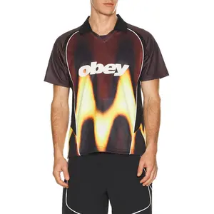 Obey Blurred Soccer Jersey in Burnt Red Multi