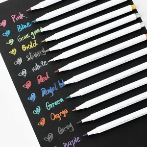 6/12pcs pearl pen, colored soft brush, 5-color metallic paint pen, hand ledger marker pen, Permanent Drawing Markers