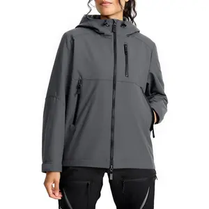 Yousify Womens Softshell Jacket with Hood Fleece Lined Waterproof Warm Hoodie Light Hooded Jacket for Outdoor Hiking