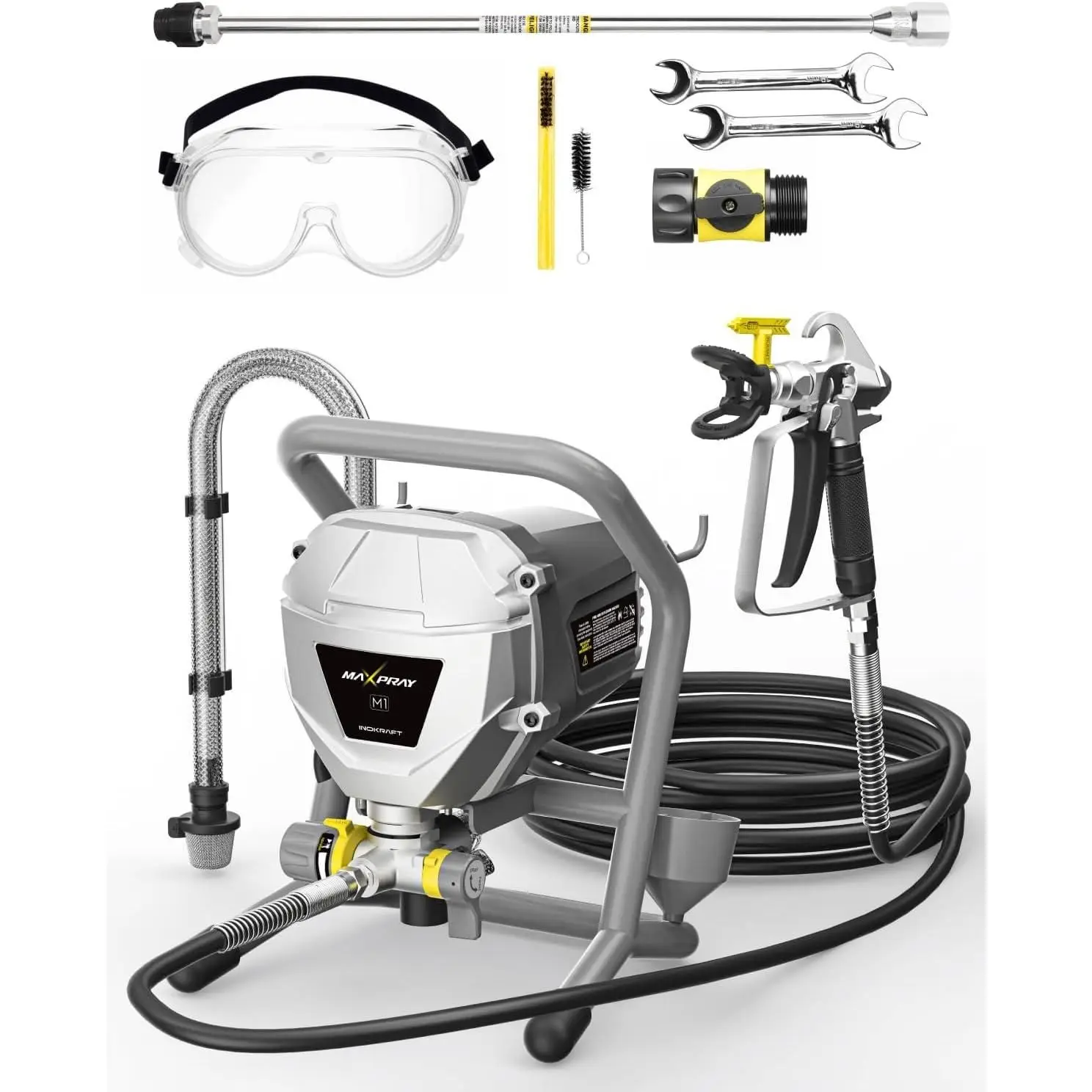 InoKraft MaXpray M1 Airless Paint Sprayer High Efficiency, FathersDayGift Thinning-Free, Minimal Overspray, Exterior & Interior DIY Painting, Convenie