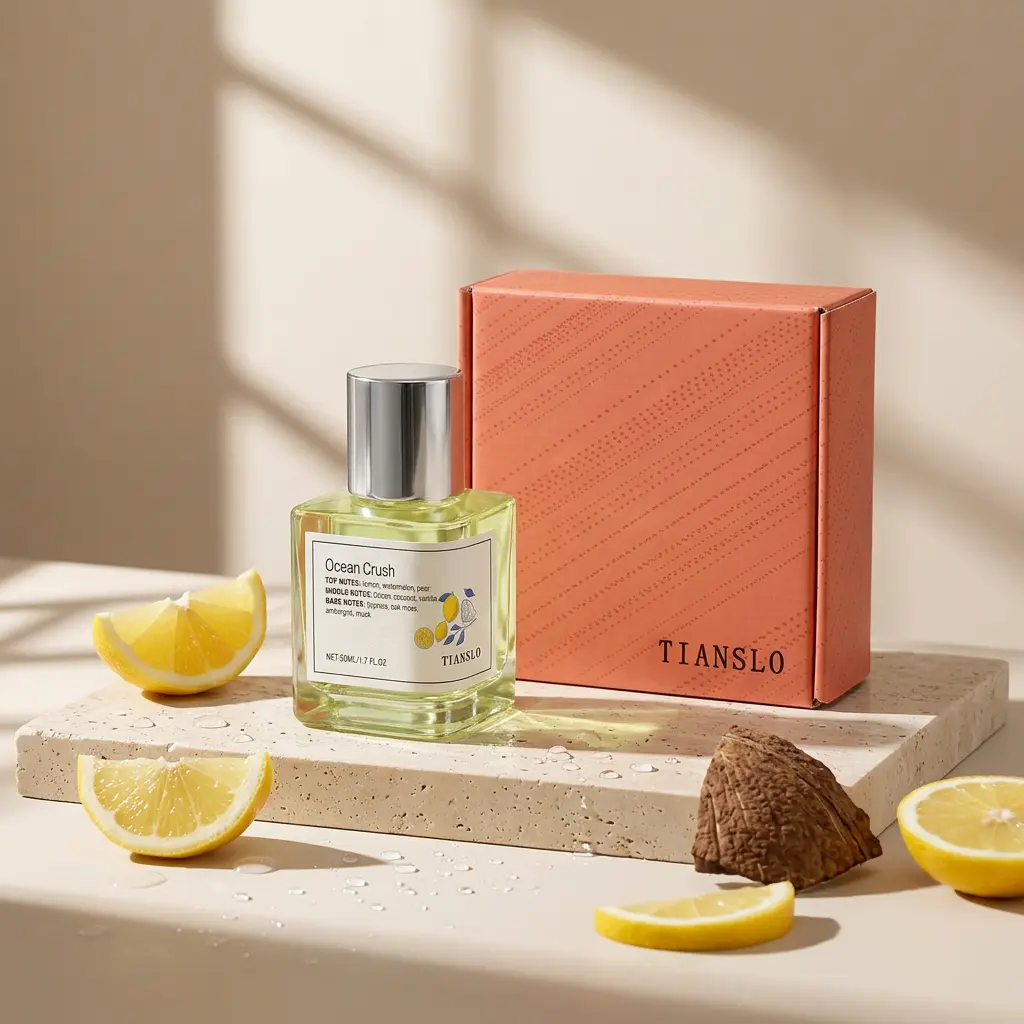 TIANSLO Ocean Crush Perfume 50ml - Unisex Fragrance Perfumes, Fresh Citrus Lemon & Coconut Vanilla Aquatic Scent, Captivating Fruity Floral Gourmand Distinctive Long-Lasting Premium Fragrance for Women & Men, Captivating Scent, Citrus Lemon Fragrance
