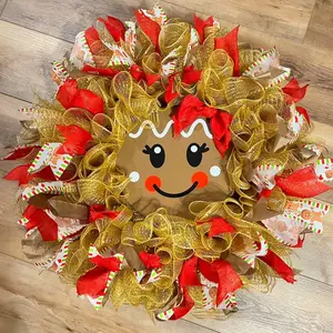 Gingerbread Christmas Deco Mesh Wreath