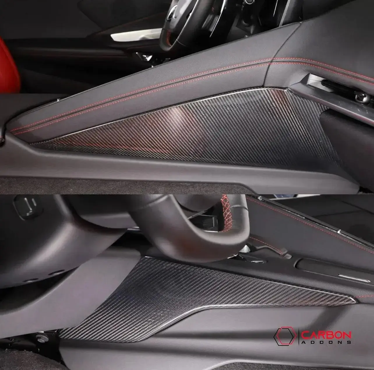 C8 Corvette Real Carbon Fiber Center Console Side Trim Covers (2020–2025)