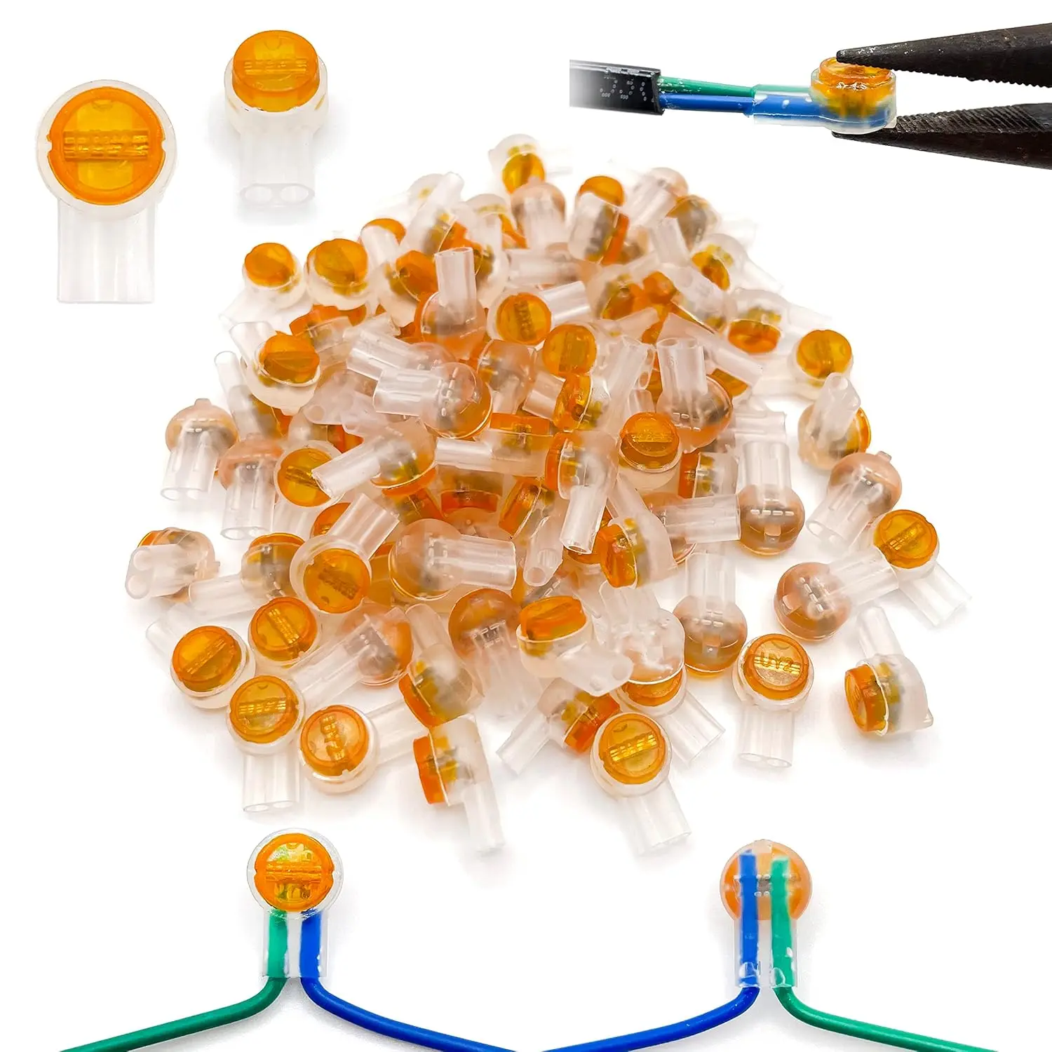 100PCS UY2 K2 Network Cable Connectors, Telephone Wire Gel-Filled Connectors Waterproof Button