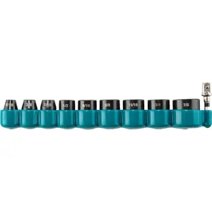Makita (E-01672) Impact XPS® 10 Pc. 3/8" Drive 6-Point SAE Impact Socket Set w/ Standard Socket Adapter