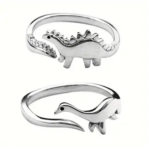 Cute Minimalist Dinosaur Adjustable Opening Rings - Creative Holiday Gifts