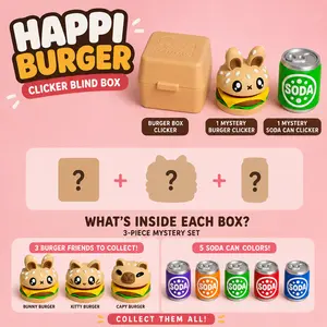 🍔 Happi Burger Clicker Blind Box | Mystery Kawaii Burger Fidget Toy 🍔