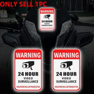24-hour Video Surveillance Night Safety Warning Sticker, Waterproof Durable Scratch Masking Self-adhesive Sticker, Car Exterior Accessories