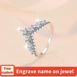 925 Sterling Silver Full Star Crown Band Ring Synthetic Moissanite Ring fashion jewelry accessory woman girl promise ring-222