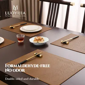 LuoYiJia leather placemats, premium double-sided set of 4 placemats, heat-resistant, 100% waterproof, washable and wipeable faux leather double-sided table mats, suitable for kitchens, restaurants, indoor/outdoor gatherings, 30 cm × 40 cm