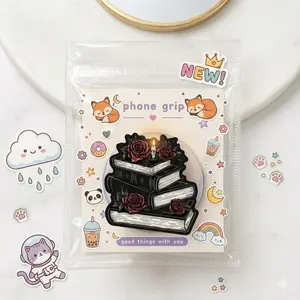 Gothic Book Stack Phone Grip, Dark Aesthetic Magnetic Holder, Cute Pop Grip for Teens & Book Lovers