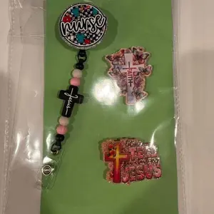 Nurse & Faith Beaded Badge Reel Set with Interchangeable Faces