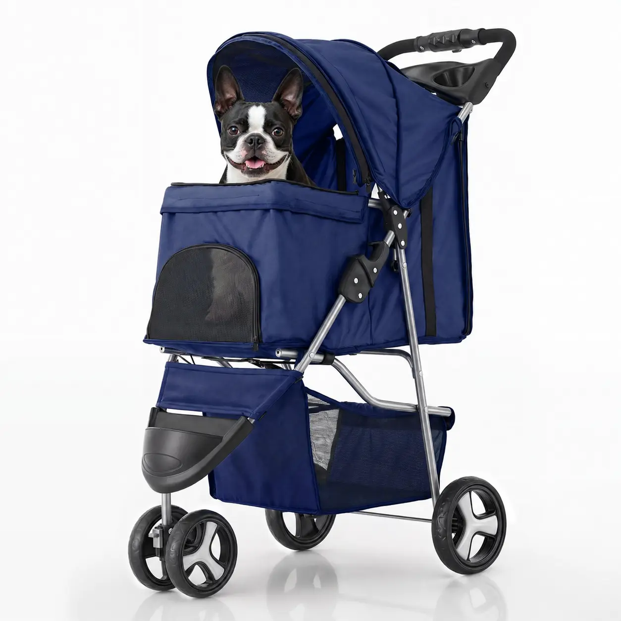 Dog & cat Pet Stroller for Small/Medium Dogs and Cats up to 33 lbs, Blue~