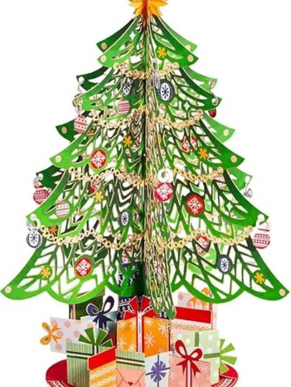 3D Christmas Tree Pop Up Card, with Detachable Keepsake Christmas Tree, Gift for Christmas or Holidays | Large 10" x 7" Cover- Includes Envelope and Removable Note Tag