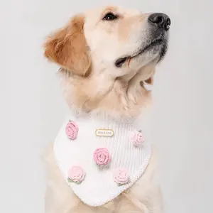 WAGLANE Hand-Crochet Rose Dog Bandana