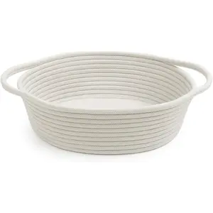 White Woven Easter Basket - 13" x 8" x 5"  Rope Organizing Baskets with Handle for  Items or  &  Toys - Cute Soft  Basket Storage Bin w/ Handles