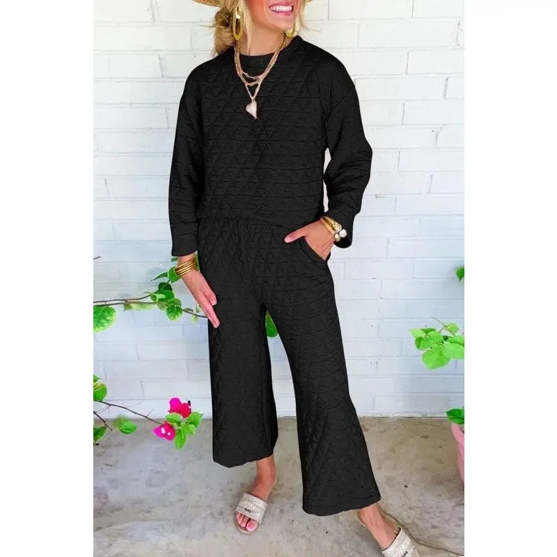BLACK QUILTED PANTS