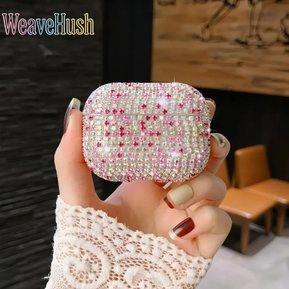 2026 Luxury Bling Rhinestone AirPods Case for AirPods 1/2/3/Pro, Sparkling Diamond Studded Charging Cover with Protection, Shockproof Anti-Drop Slim Design, Elegant Jeweled Accessory for Women, Ideal for Daily & Party Use