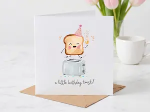 Cute Birthday Card, Funny Toast Pun Greeting Card for Best Friend, Coworker or Family, Food Lover Birthday Gift