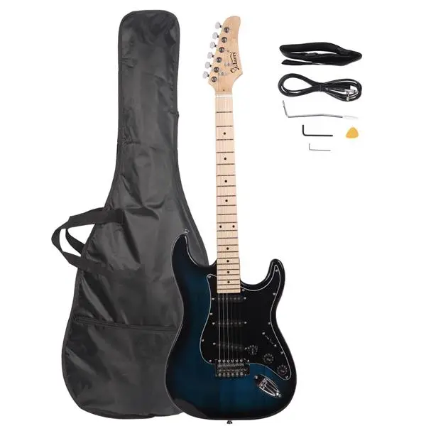 Unisex Modern Guitar Kit - GST, Black Pickguard, Basswood Body, Enclosed Machine Head, Frets, Guitar Bridge, Maple Components, 39.76 x 12.60 x 2.36 inches, 88.19oz/2500g, No Battery Needed, for Adults, Music Lover Gift Idea