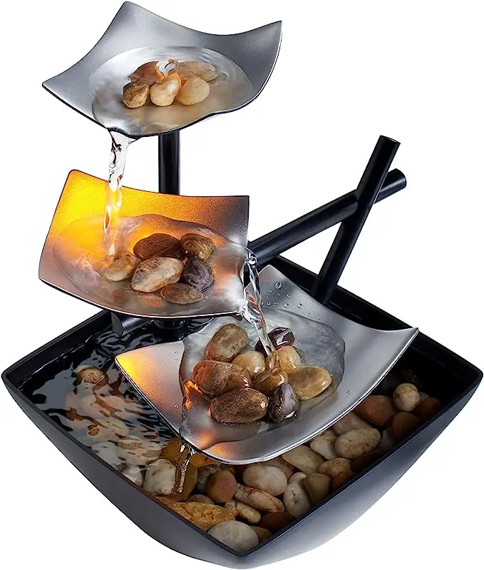 Homedics Tabletop Water Fountain, Home  Soothing Sound Machine - Automatic Pump, Deep Basin & Natural River Rocks. Indoor Zen Relaxation for Office, Living Room, or Bedroom,