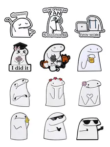 12 Pcs Cartoon Badges Diverse Lifestyle Themed Brooches Confidence Foodie Work Mood Cat Lover Emotional Design for Daily Expression and Gift Collection Alloy Brooch Pin Fashion Accessory